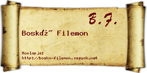 Boskó Filemon névjegykártya